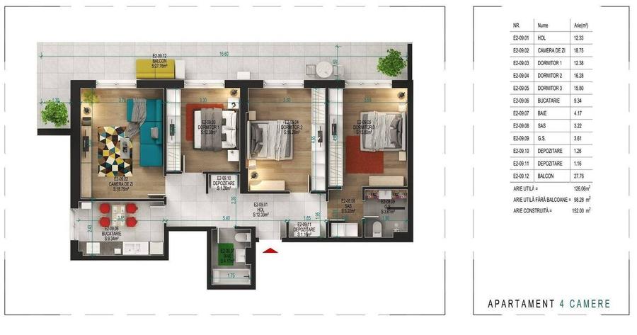 Apartament cu 4 camere decomandat în 1 Decembrie 1918