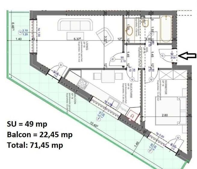Apartament cu 2 camere decomandat în Sânpetru
