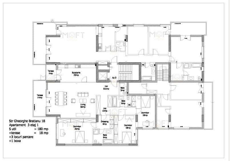 Apartament cu 4 camere decomandat, mobilat în Kiseleff