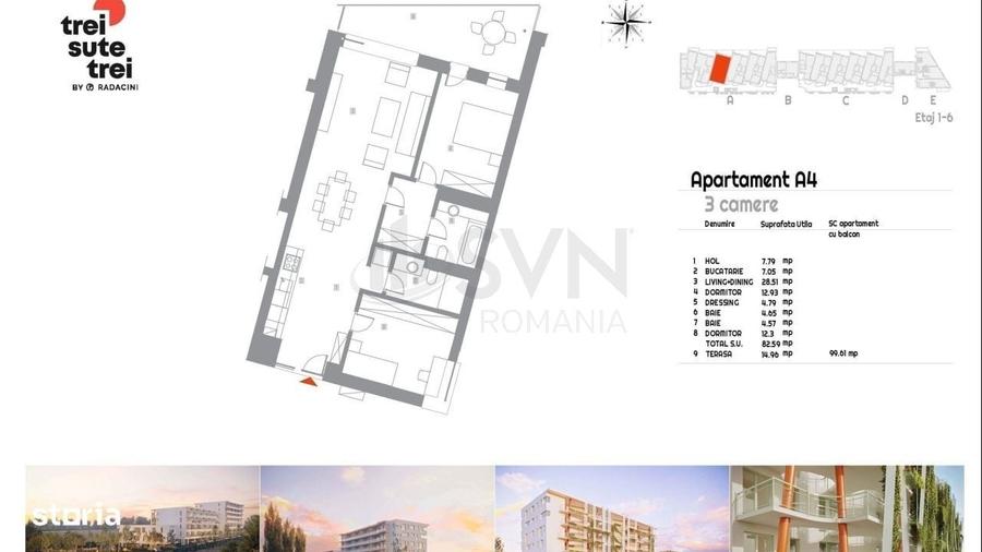 Apartament cu 3 camere în Victoriei