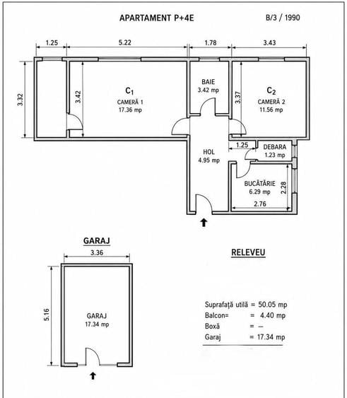 Apartament cu 2 camere decomandat în Gară