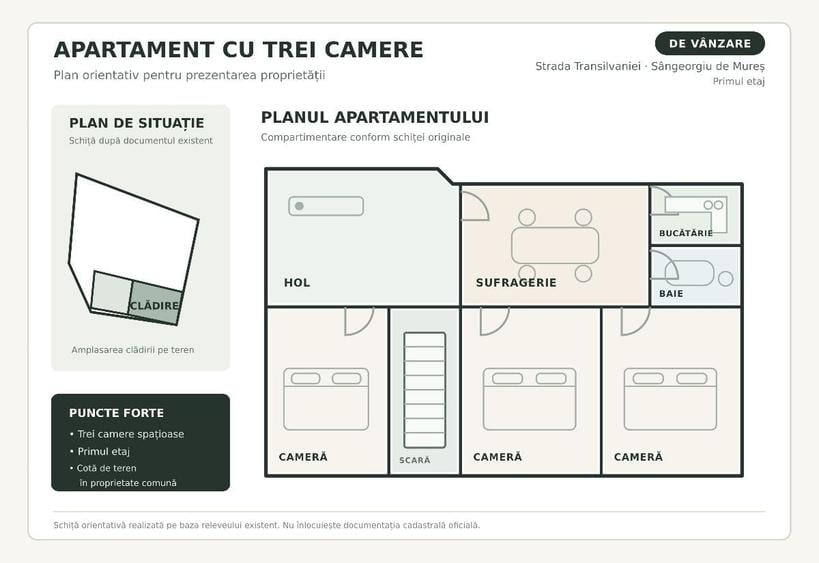 Apartament cu 3 camere decomandat în Exterior Vest