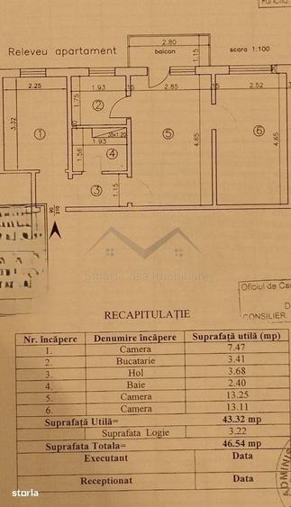 Apartament cu 3 camere nedecomandat în Tătărași