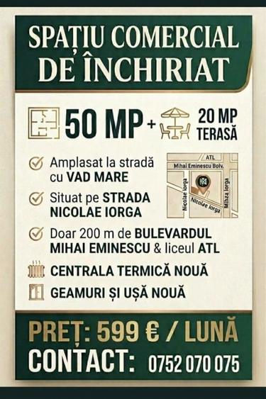 Spațiu comercial, de 70 mp, în Central