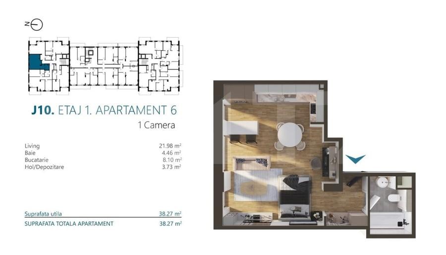 Apartament cu 2 camere semidecomandat în Mărăști — fotografia 2