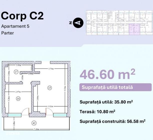 Apartament cu 2 camere în Central
