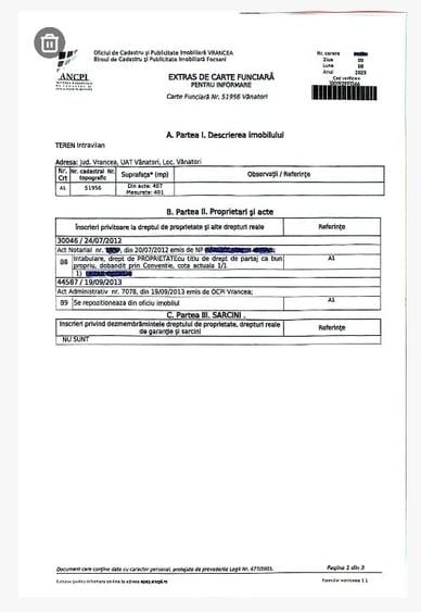 Teren Construcții intravilan de 401 mp, în Vânători