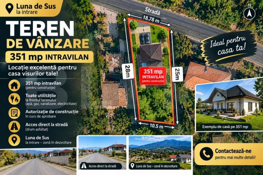 Teren intravilan, 351 mp, zona Luna de Sus - 1