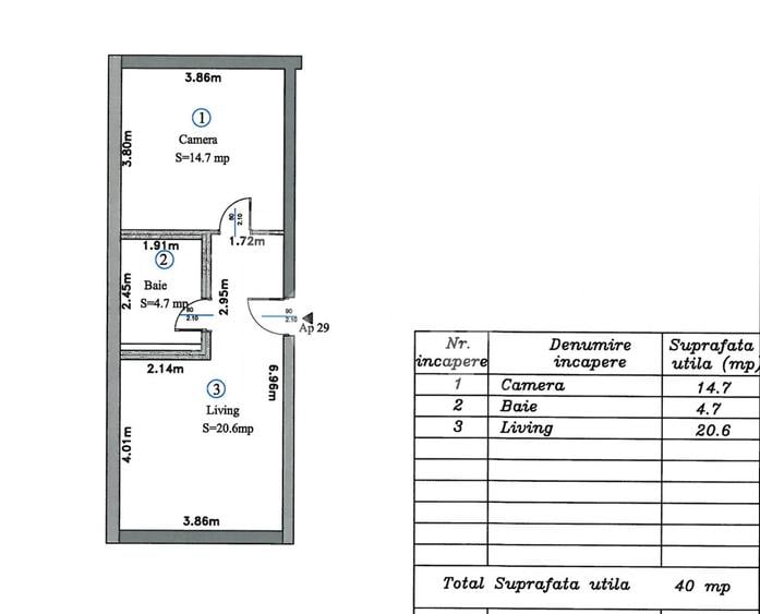 Apartament cu 2 camere semidecomandat în Griviței