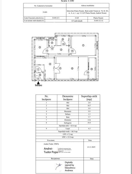 Apartament cu 3 camere decomandat în Central