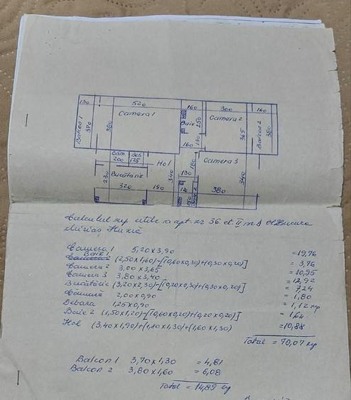 Apartament cu 3 camere decomandat în Central