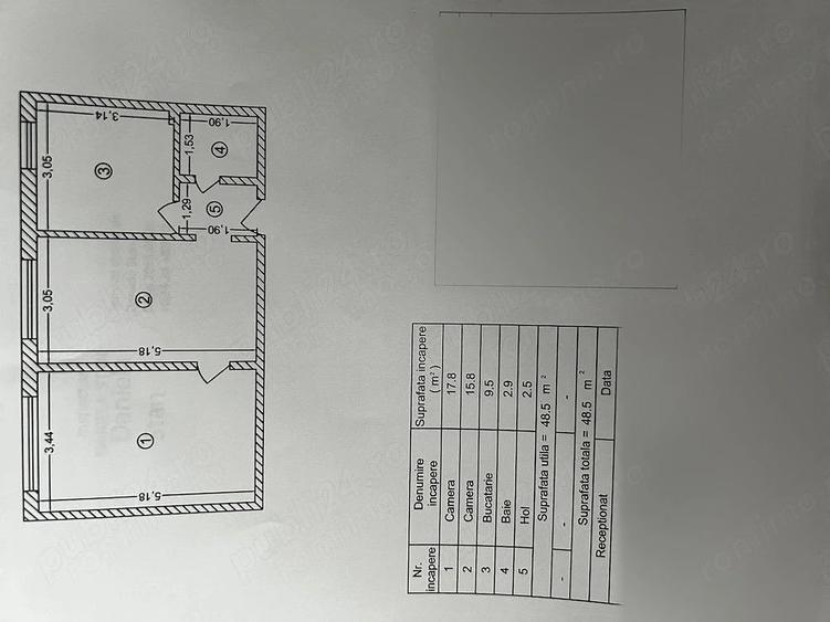 Apartament cu 2 camere semidecomandat în Ozana