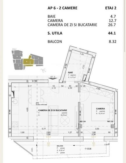 Apartament cu 2 camere semidecomandat în Central