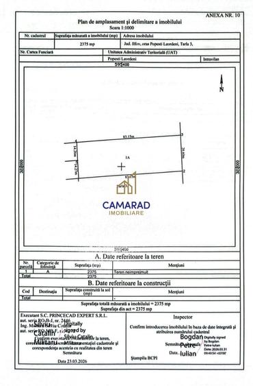 Teren de 2375 mp, în Central