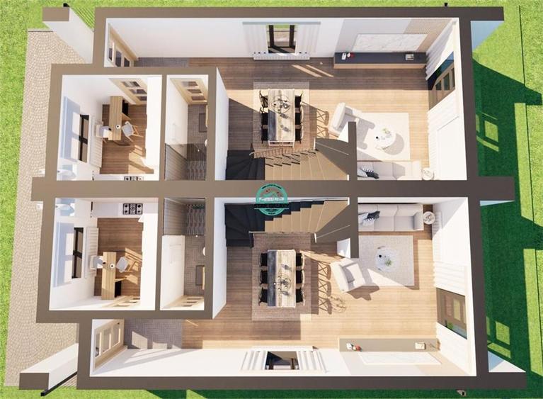 Duplex cu 4 camere cu Canalizare în Corunca