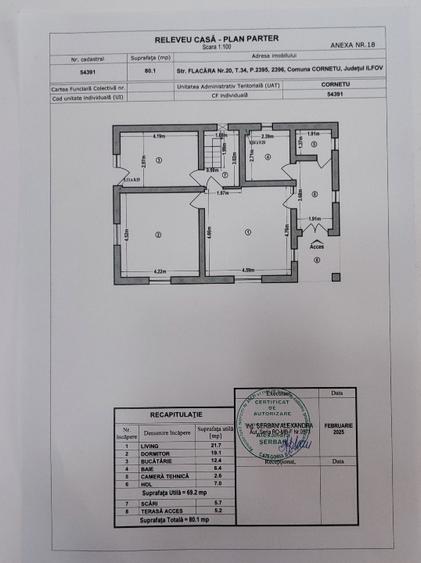 Casă individuală cu 5 camere cu Teren 1163 Mp în Cornetu