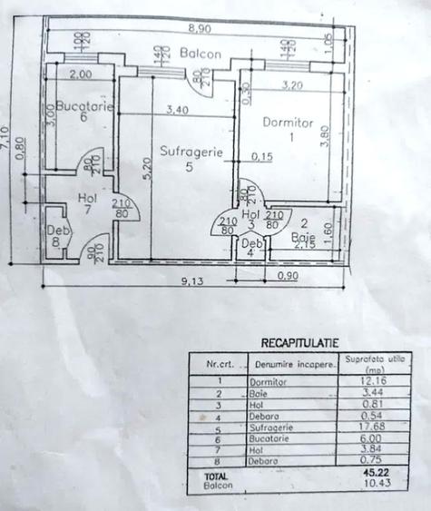 Apartament cu 2 camere semidecomandat în Sud