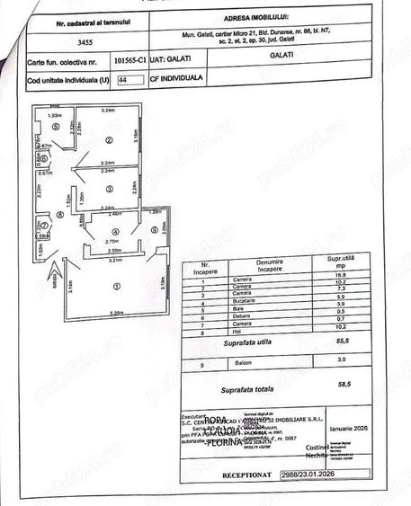 Apartament cu 3 camere decomandat în Micro 21