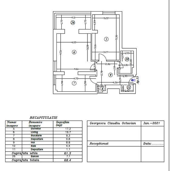 Apartament 2 camere I AVIATIEI I Bloc 2021 I 68 mp I Decomandat - 11