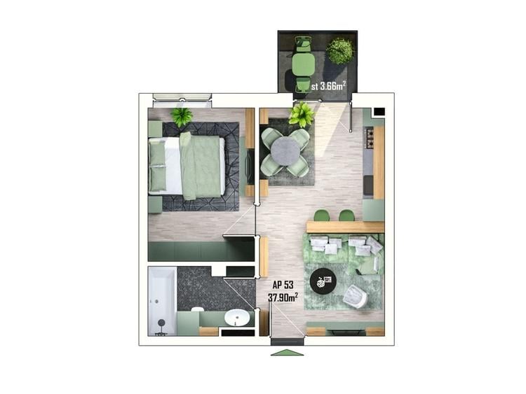 Apartament cu 2 camere în Apahida