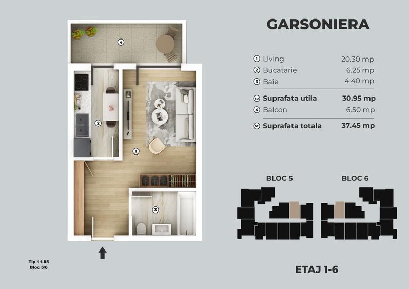 Garsonieră decomandată în Central