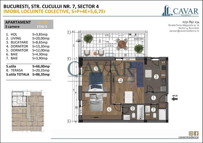 Apartament cu 3 camere decomandat în Brâncoveanu — fotografia 3