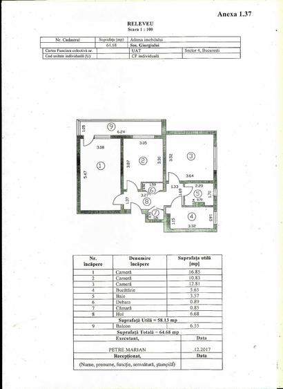 Apartament cu 3 camere decomandat în Giurgiului