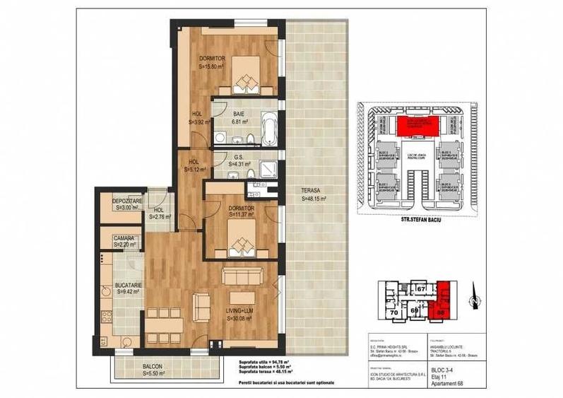 Apartament cu 3 camere decomandat în Tractorul