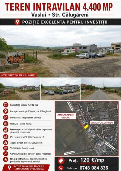 Teren de 4400 mp, în Exterior Vest