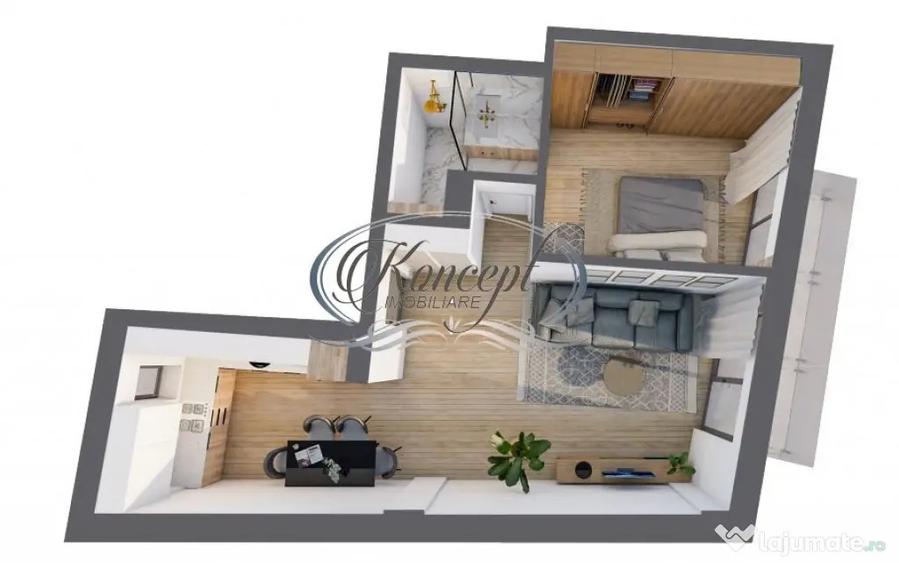 Apartament cu 2 camere semidecomandat în Semicentral