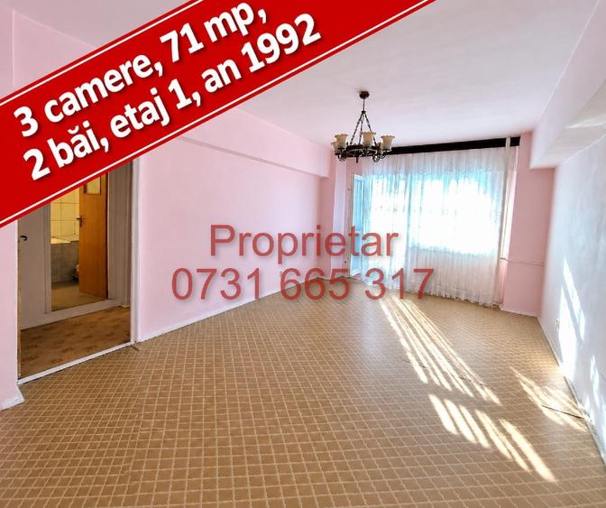 Apartament cu 3 camere semidecomandat în Tei