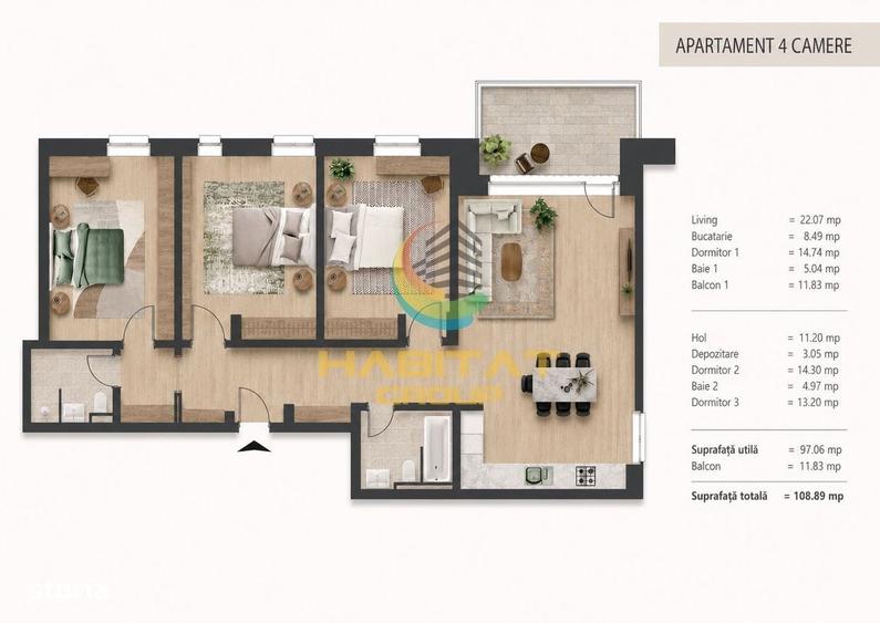 Apartament 4 camere - 9 min de metrou Nicolae Teclu - 6