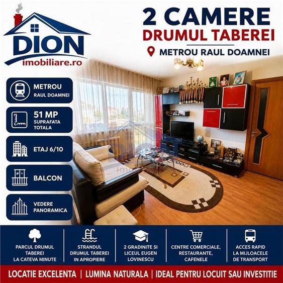 Apartament cu 2 camere semidecomandat în Drumul Taberei