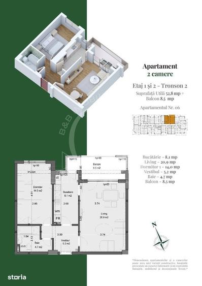 Apartament 2 camere Theodor Pallady Complet decomandat - 7