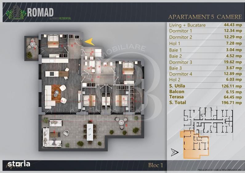 Apartament cu 4 camere în Titan