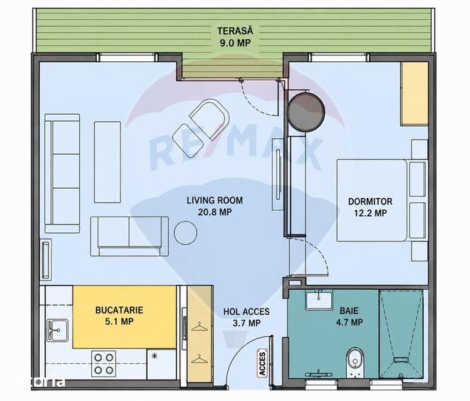 Apartament luminos cu 2 camere in ONE NORTH LOFTS, gata de mutare - 13