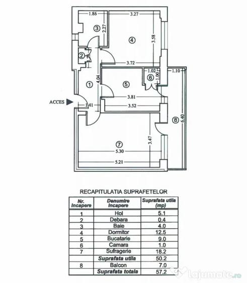 Apartament cu 2 camere decomandat în Central