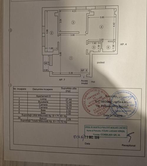 Apartament cu 3 camere decomandat, mobilat în Central