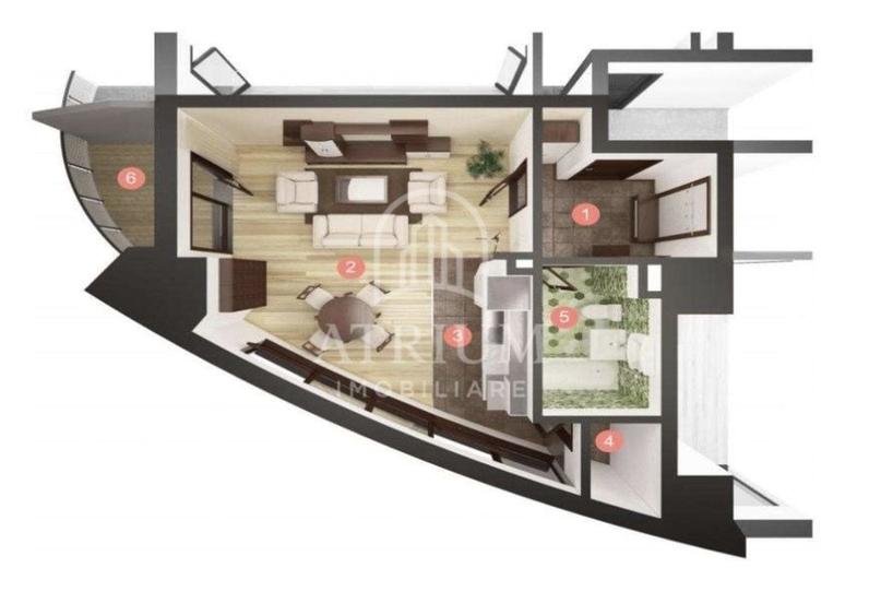 Apartament tip studio cu o camera, 45 mp utili cu 6 balcon, West City - 7