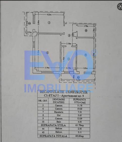 Apartament 3 camere, 70mp, 2 balcoane, lo de parcare, AC, V - 4