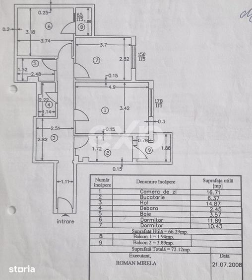 Apartament cu 3 camere decomandat în Găvana