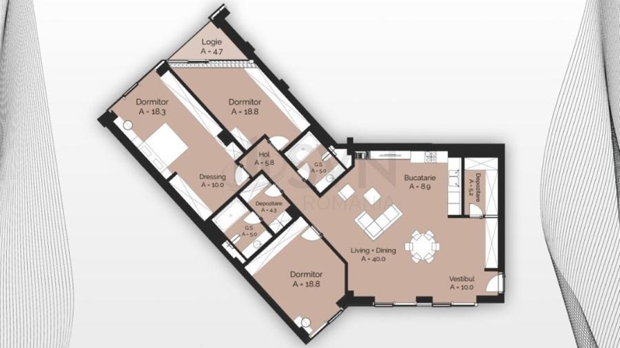 Apartament cu 4 camere decomandat în Băneasa