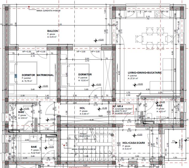 Apartament cu 3 camere decomandat în Moșnița Veche