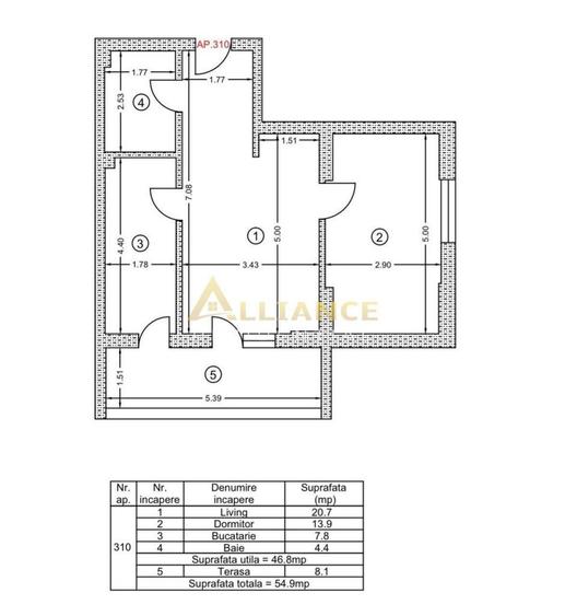 Apartament cu 2 camere decomandat în Central — fotografia 1