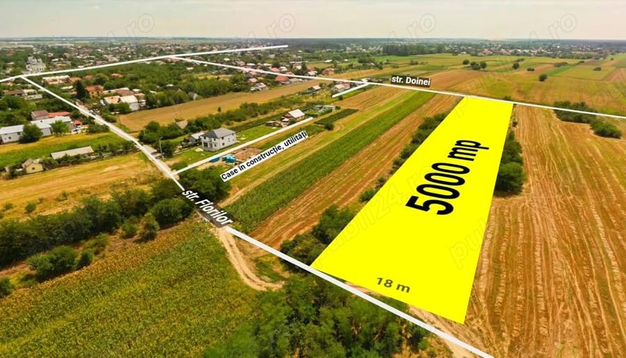 Teren intravilan construibil Bolintin Deal 5000 mp - dubla deschidere - 5