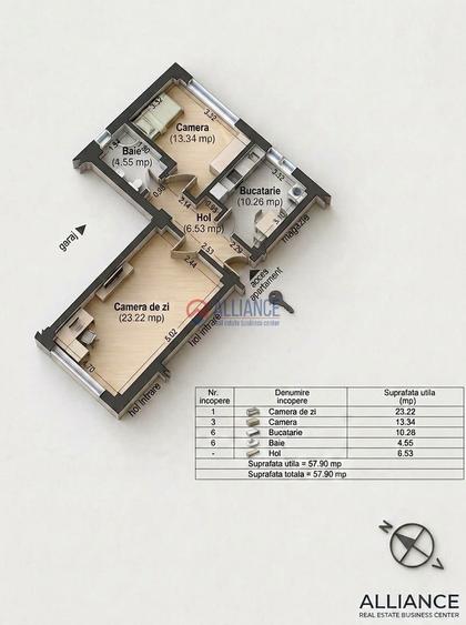 Apartament cu 2 camere decomandat în Palazu Mare