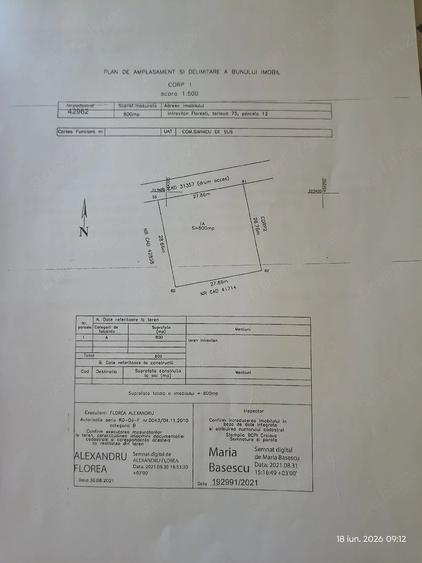 Teren de 800 mp, în Exterior Vest