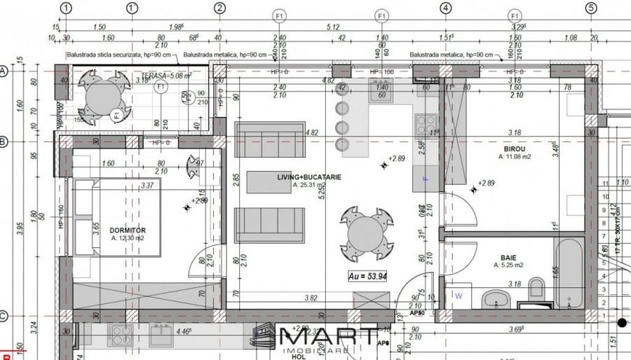 Apartament cu 3 camere semidecomandat în Central