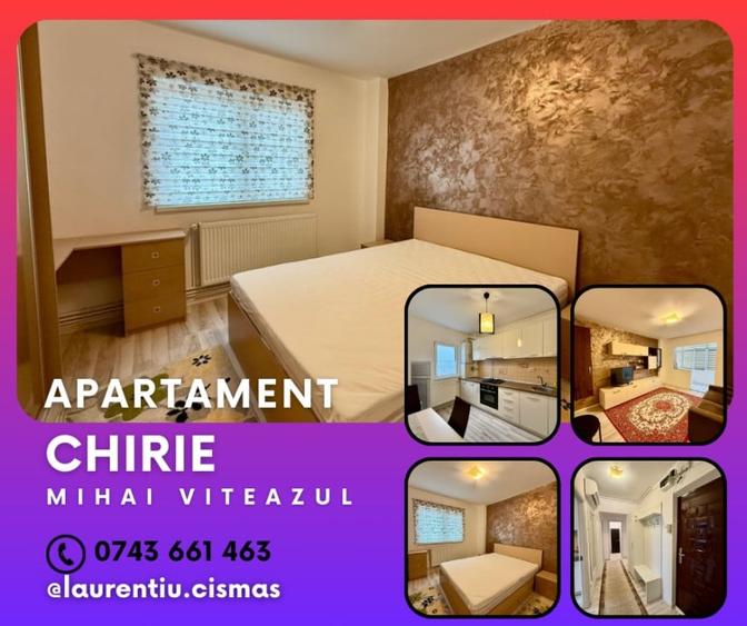 Apartament cu 2 camere decomandat, mobilat în Mihai Viteazul