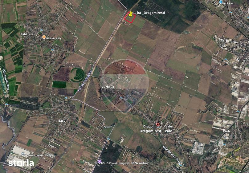 Teren de 111571 mp, în Dragomirești-Vale